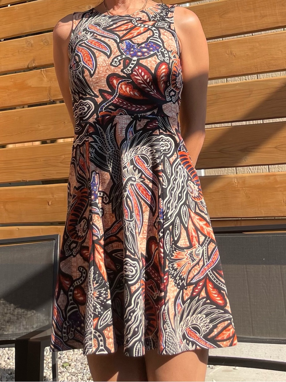 H&M Multi-Color Sleeveless Mini Dress with Floral & Abstract Print